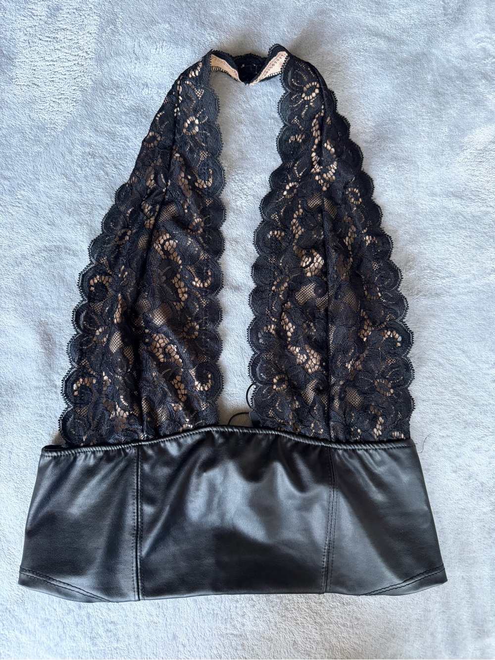 Santina Faux Leather Halter Top - Black